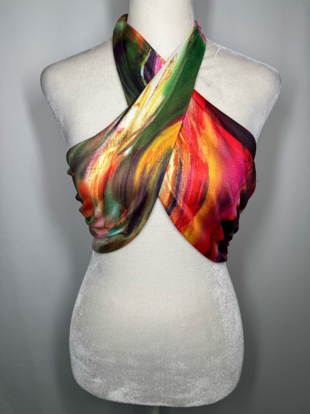 ❤️3/$30 NWT Fashion Nova Poolside Cocktails Halter Vibrant Abstract Art Print S